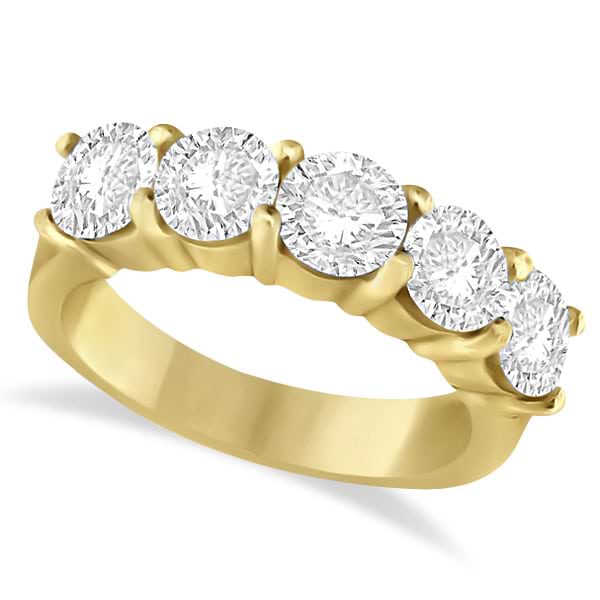 Five Stone Diamond Ring Anniversary Band 14k Yellow Gold (2.50 ctw)