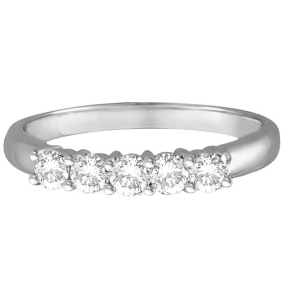 Five Stone Diamond Ring Anniversary Band 14k White Gold (0.50ctw)
