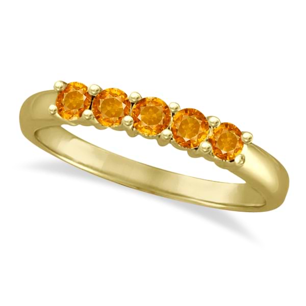 Five Stone Citrine Ring 14k Yellow Gold (0.79ctw)