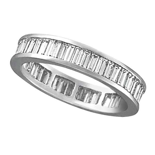 Baguette Diamond Eternity Ring Band 18k White Gold (2.10ct)