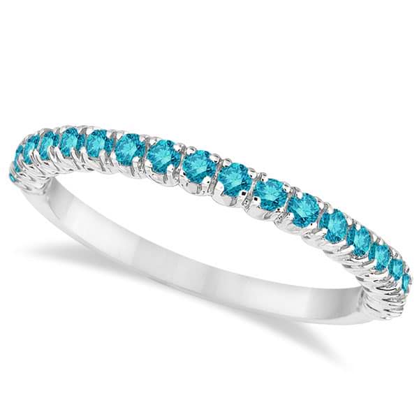 Half-Eternity Pave-Set Thin Blue Diamond Stacking Ring Palladium (0.50ct)