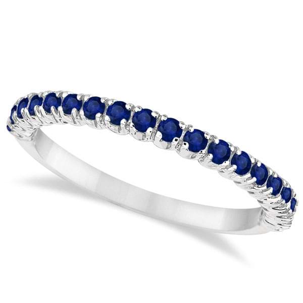 Half-Eternity Pave-Set Thin Blue Sapphire Stack Ring Palladium (0.65ct)