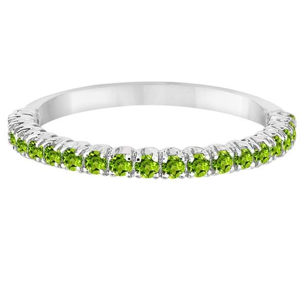 Half-Eternity Pave-Set Thin Peridot Stacking Ring Palladium 0.65ct - IR947