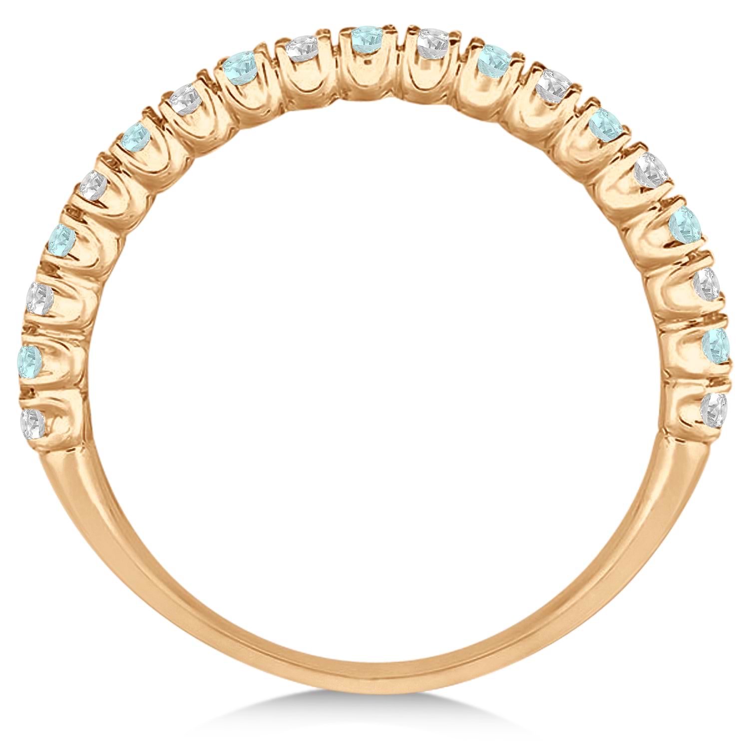 Aquamarine & Diamond Wedding Band Anniversary Ring in 14k Rose Gold (0.50ct)