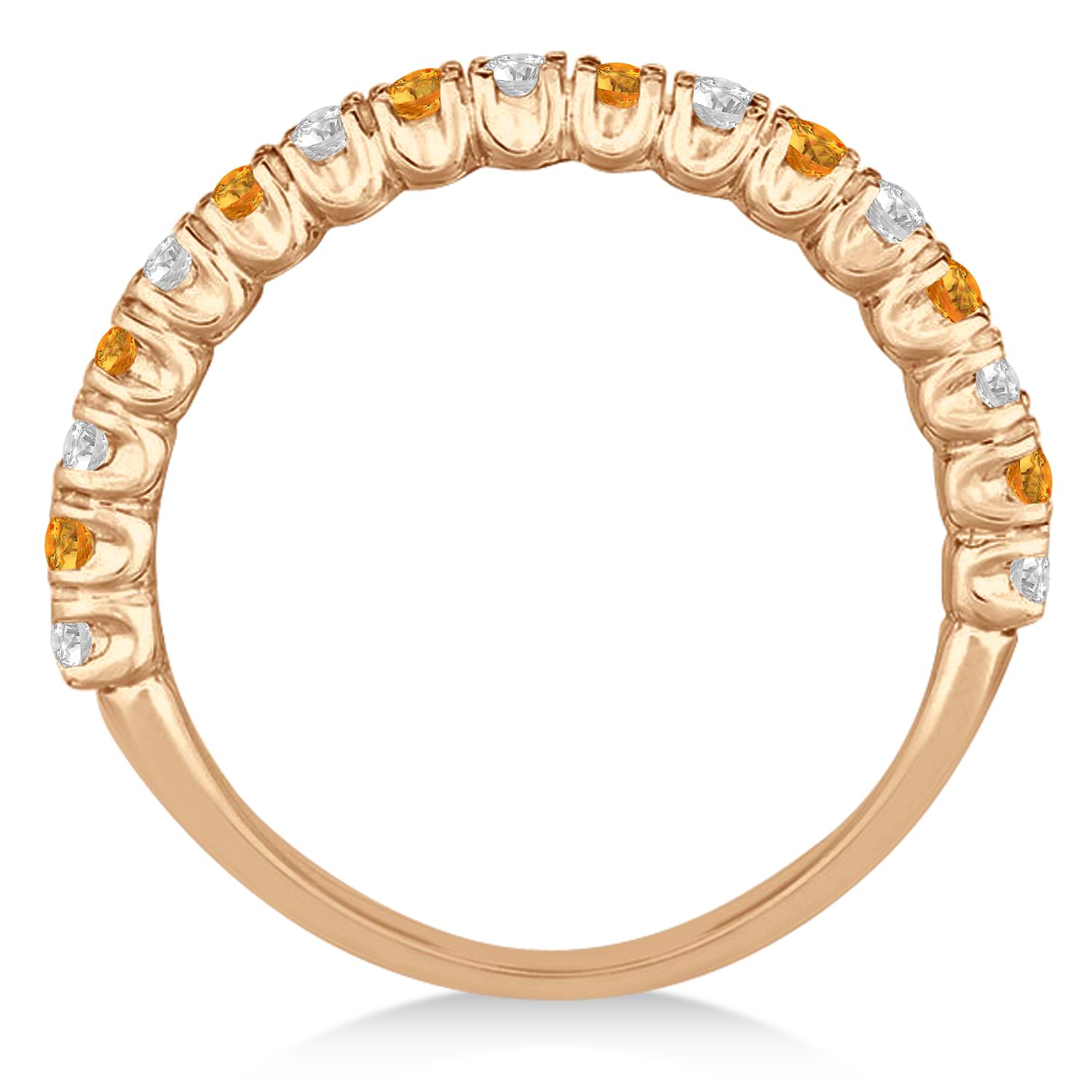 Citrine & Diamond Wedding Band Anniversary Ring in 14k Rose Gold (0.75ct)