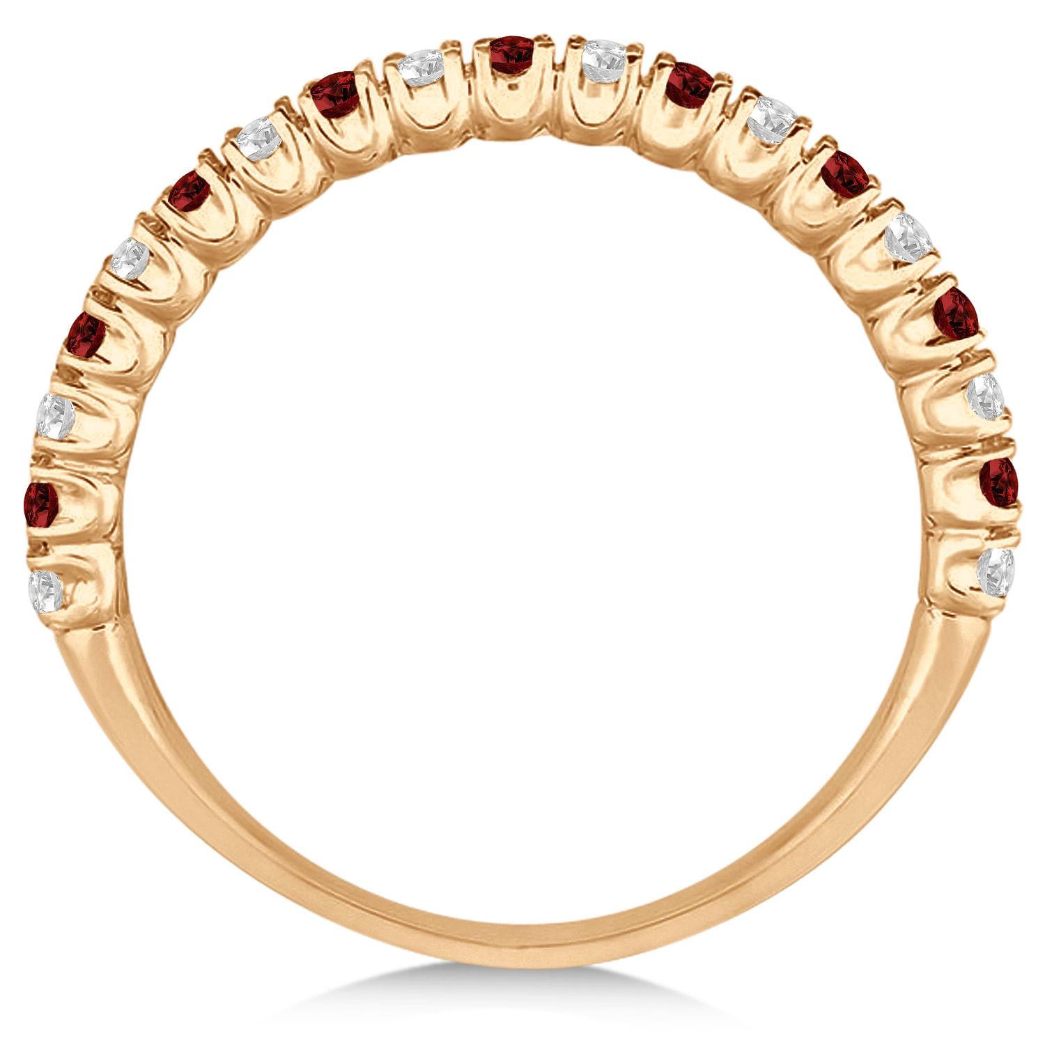 Garnet & Diamond Wedding Band Anniversary Ring in 14k Rose Gold (0.50ct)