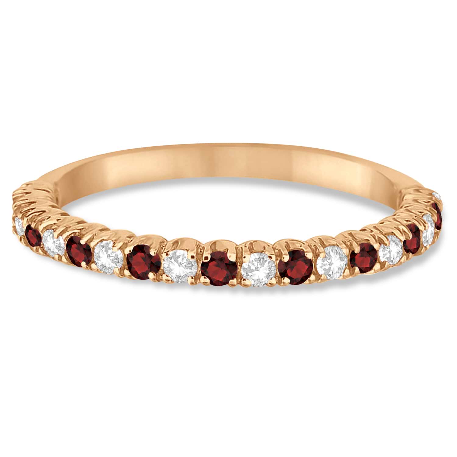 Garnet & Diamond Wedding Band Anniversary Ring in 14k Rose Gold (0.50ct)