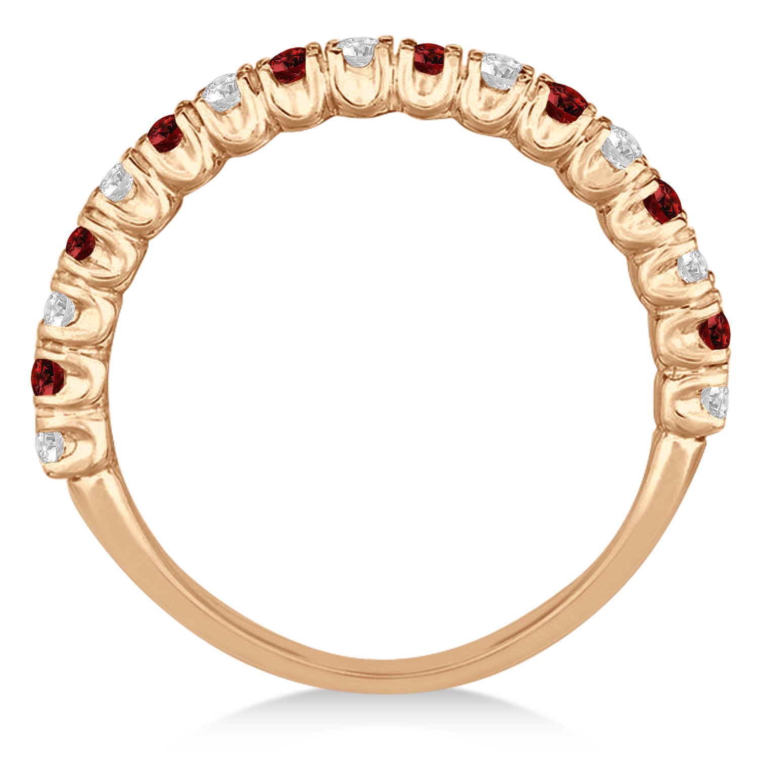Garnet & Diamond Wedding Band Anniversary Ring in 14k Rose Gold (0.75ct)