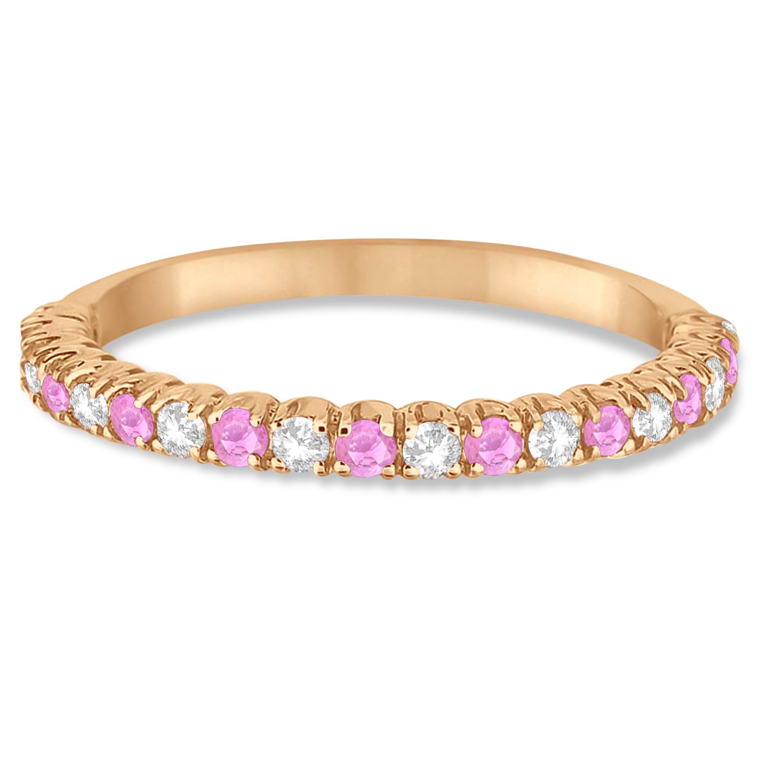 Pink Sapphire & Diamond Wedding Band Anniversary Ring in 14k Rose Gold (0.50ct)
