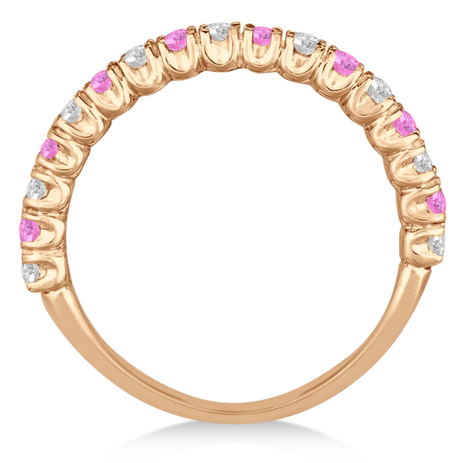 Pink Sapphire & Diamond Wedding Band Anniversary Ring in 14k Rose Gold (0.75ct)