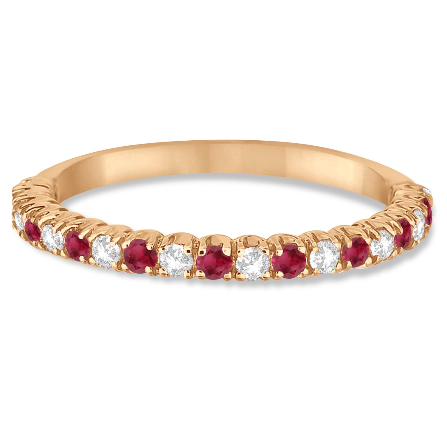 Ruby & Diamond Wedding Band Anniversary Ring in 14k Rose Gold (0.50ct)