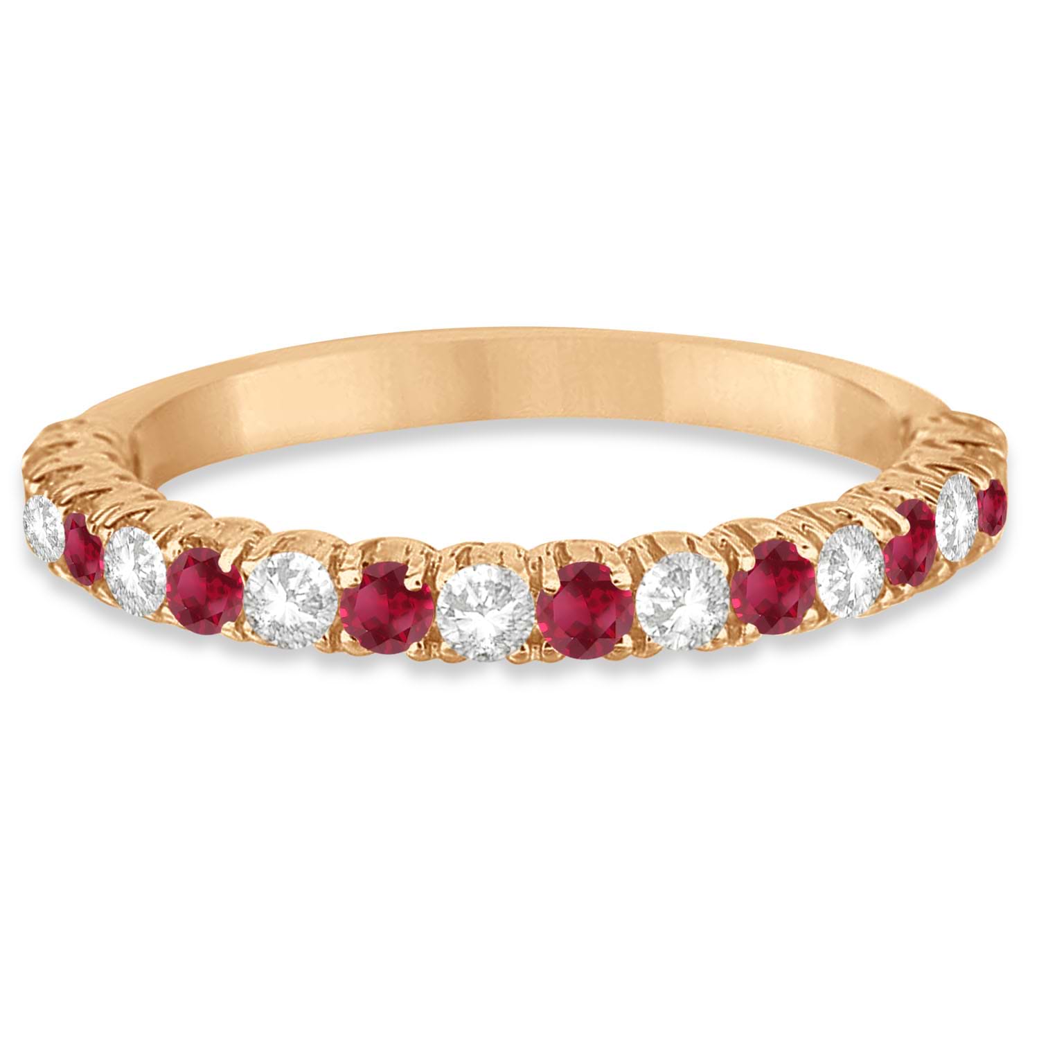 Ruby & Diamond Wedding Band Anniversary Ring in 14k Rose Gold (0.75ct)