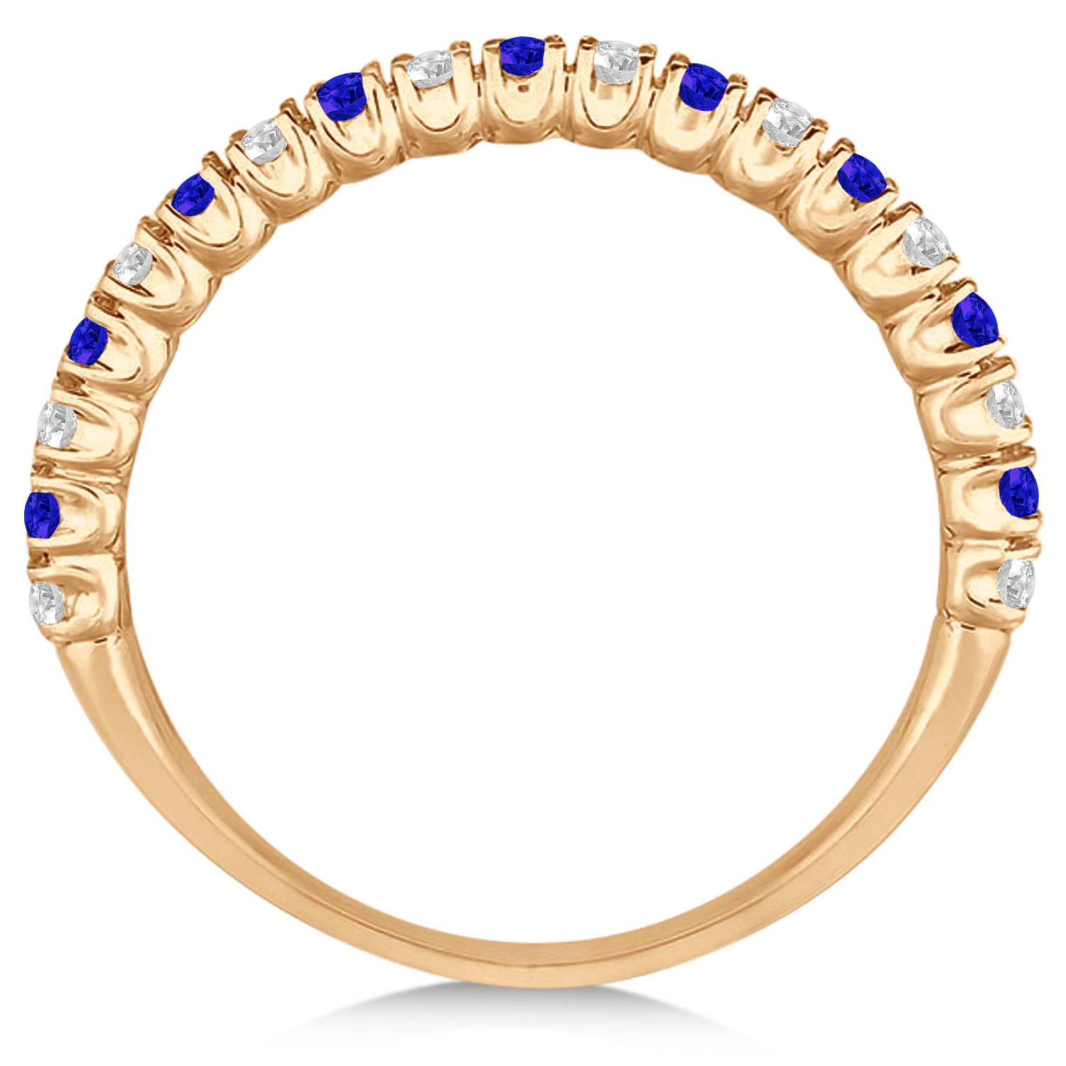 Tanzanite & Diamond Wedding Band Anniversary Ring in 14k Rose Gold (0.50ct)