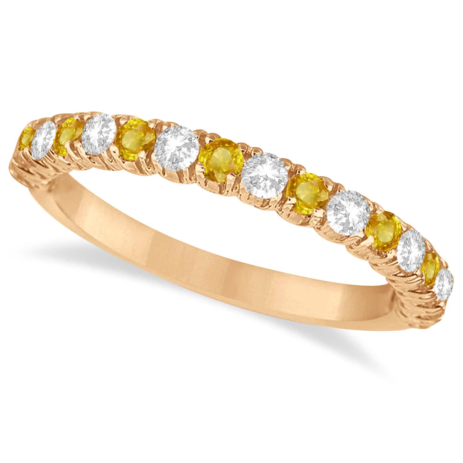 Yellow & White Diamond Wedding Band Anniversary Ring in 14k Rose Gold (0.75ct)