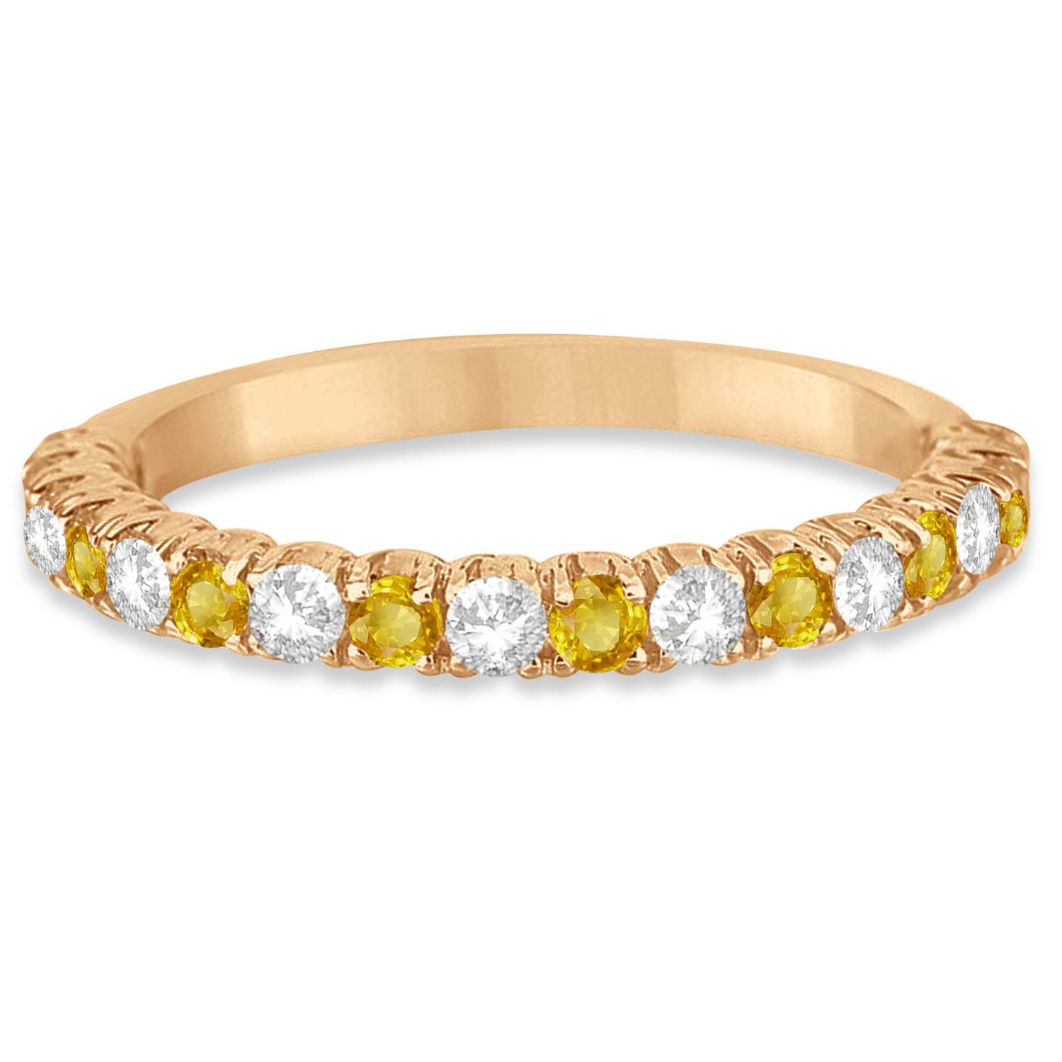 Yellow & White Diamond Wedding Band Anniversary Ring in 14k Rose Gold (0.75ct)
