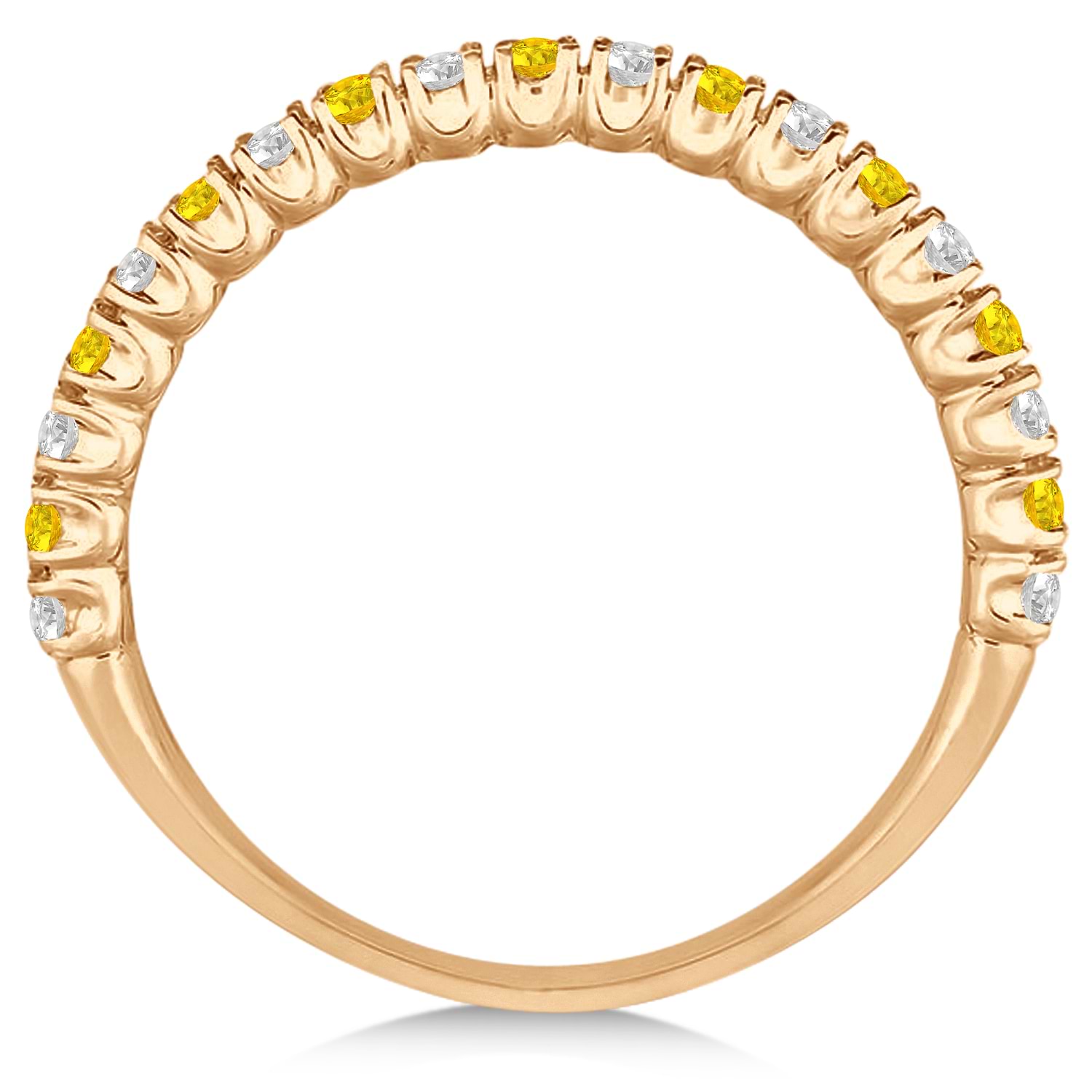 Yellow Sapphire & Diamond Wedding Band Anniversary Ring in 14k Rose Gold (0.50ct)