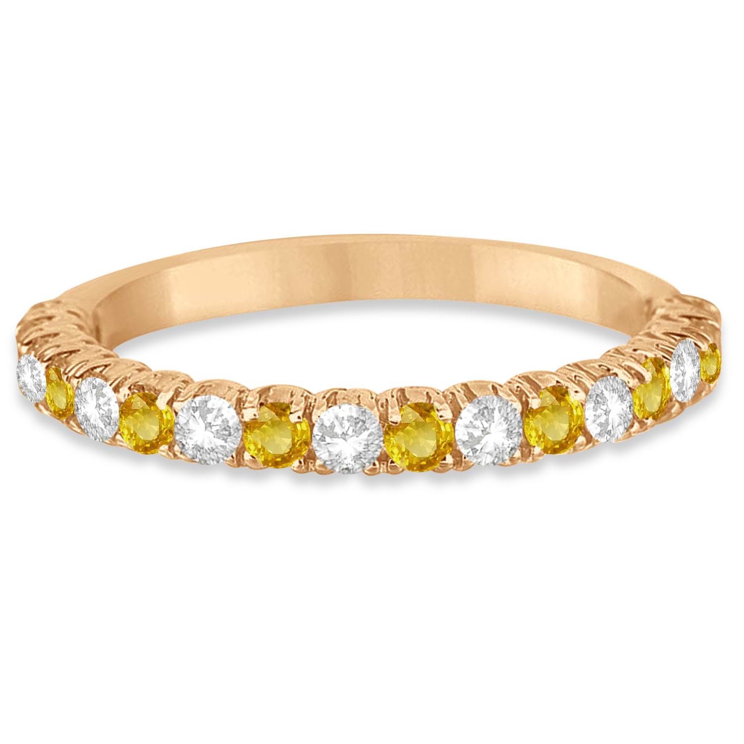 Yellow Sapphire & Diamond Wedding Band Anniversary Ring in 14k Rose Gold (0.75ct)