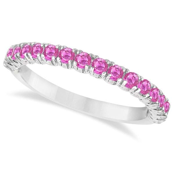 Half-Eternity Pave-Set Pink Sapphire Stacking Ring Palladium (0.95ct)