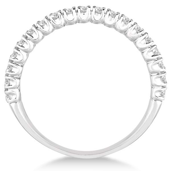 Half-Eternity Pave-Set Thin Diamond Stacking Ring 14k White Gold (0.50ct)