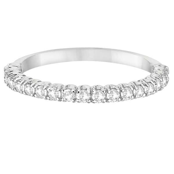 Half-Eternity Pave-Set Thin Diamond Stacking Ring 14k White Gold (0.50ct)