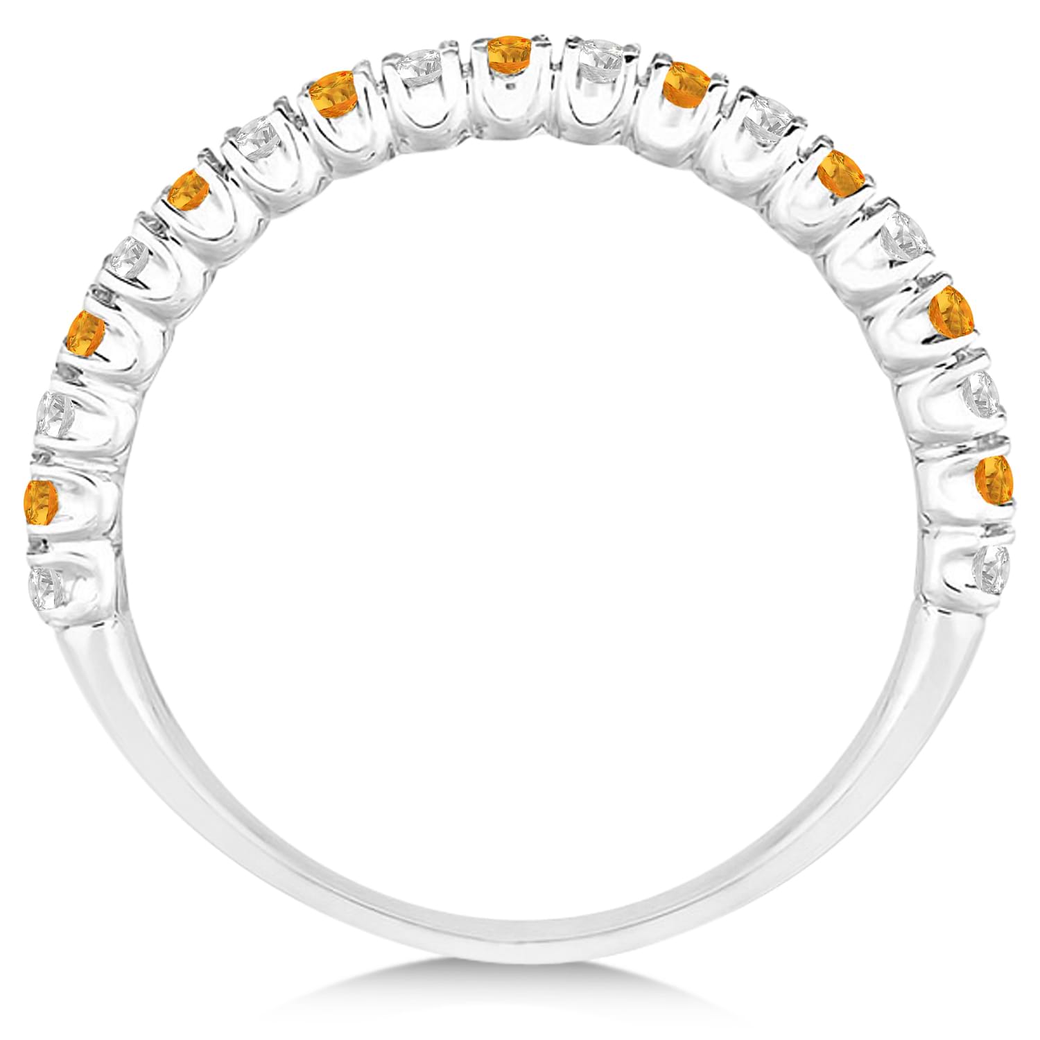 Citrine & Diamond Wedding Band Anniversary Ring in 14k White Gold (0.50ct)