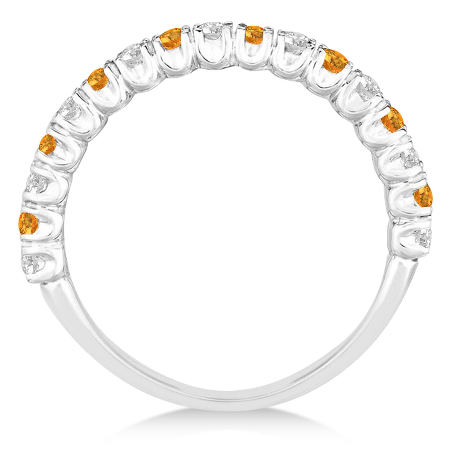 Citrine & Diamond Wedding Band Anniversary Ring in 14k White Gold (0.75ct)