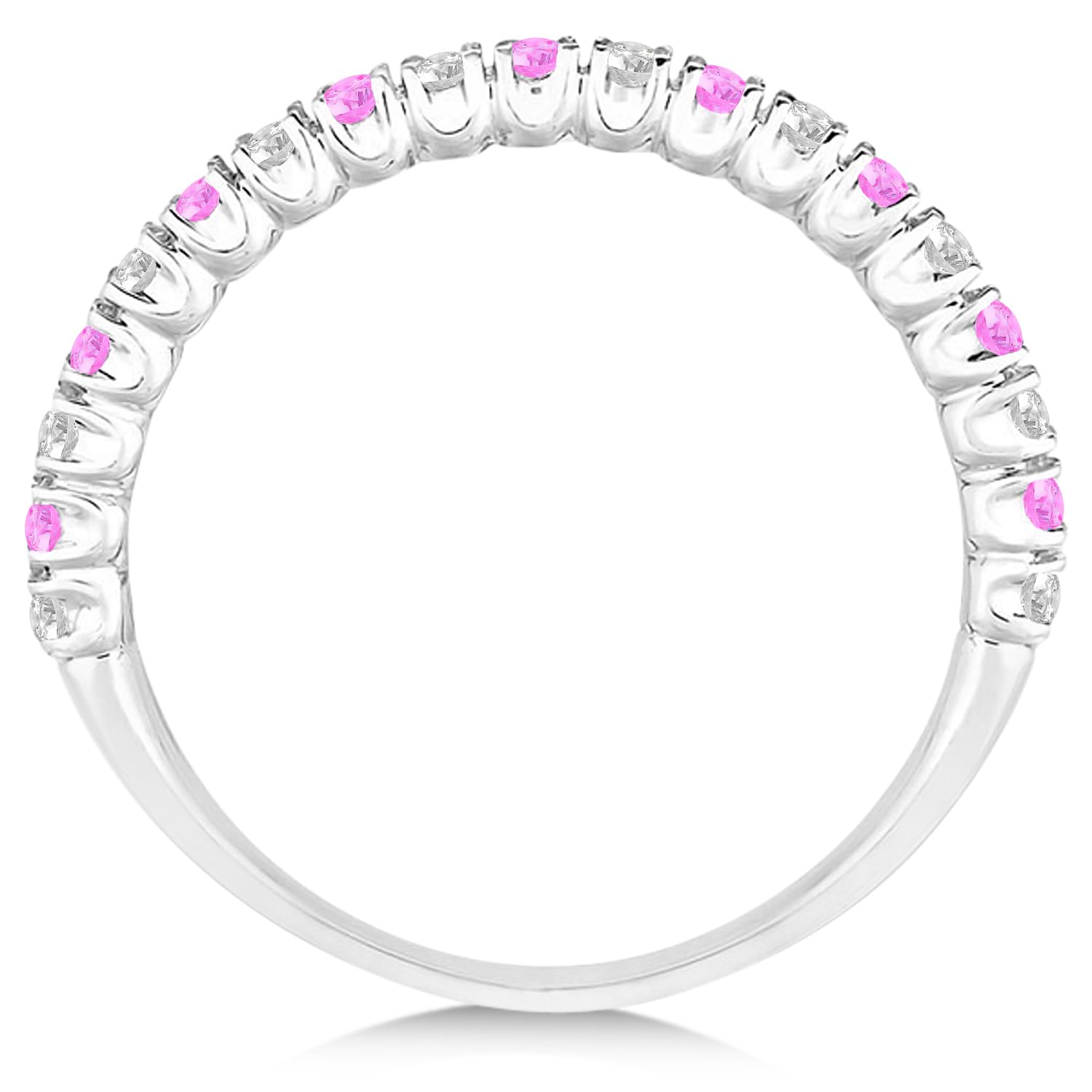 Pink Sapphire & Diamond Wedding Band Anniversary Ring in 14k White Gold (0.50ct)