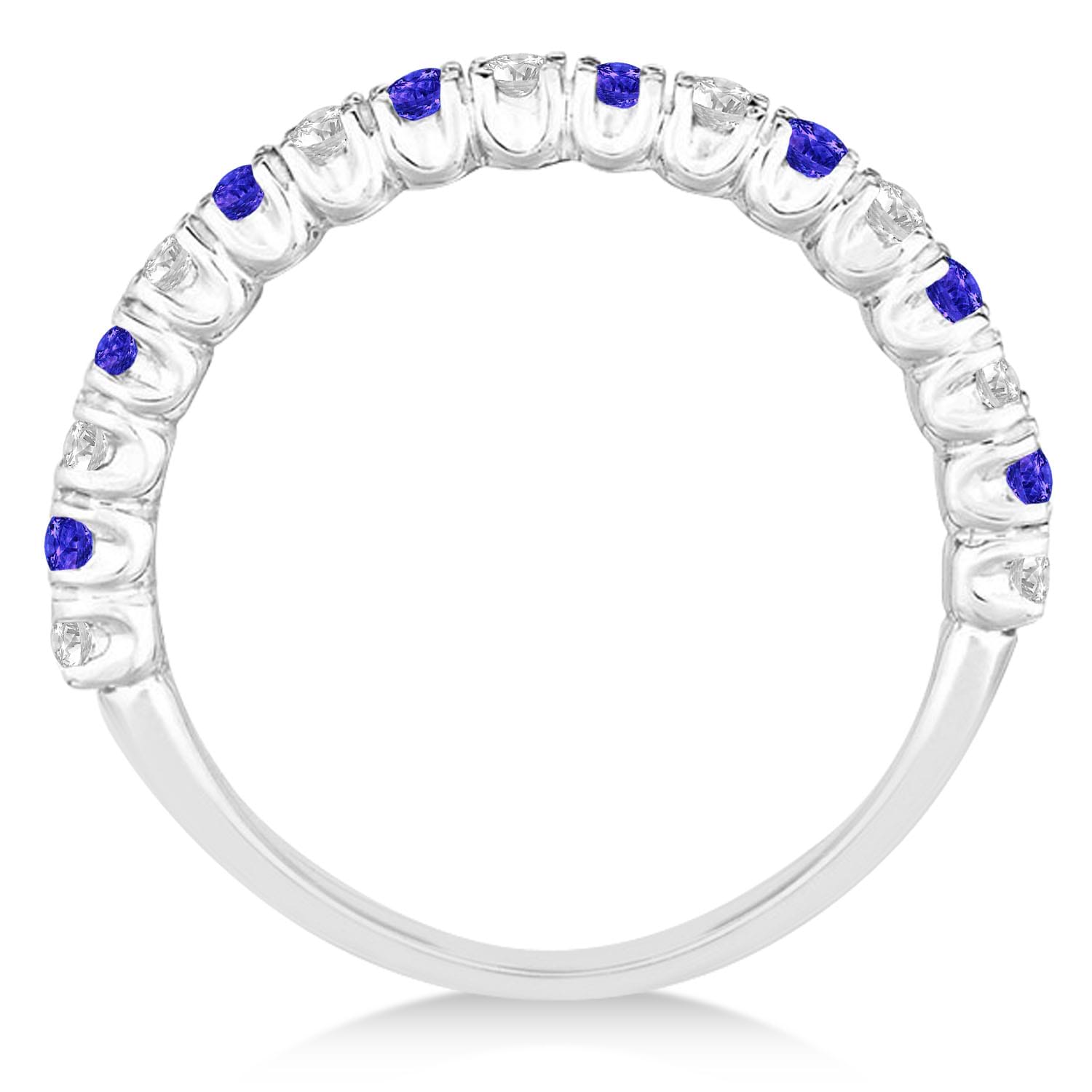 Tanzanite & Diamond Wedding Band Anniversary Ring in 14k White Gold (0.75ct)