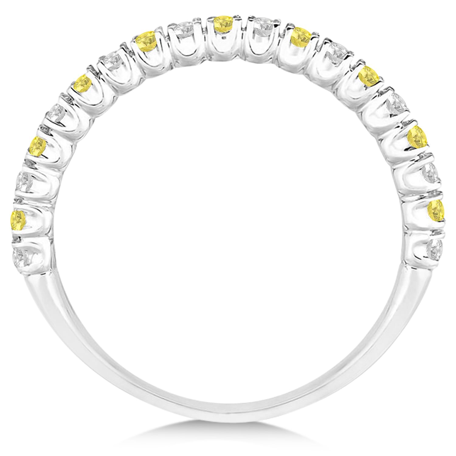 Yellow & White Diamond Wedding Band Anniversary Ring in 14k White Gold (0.50ct)