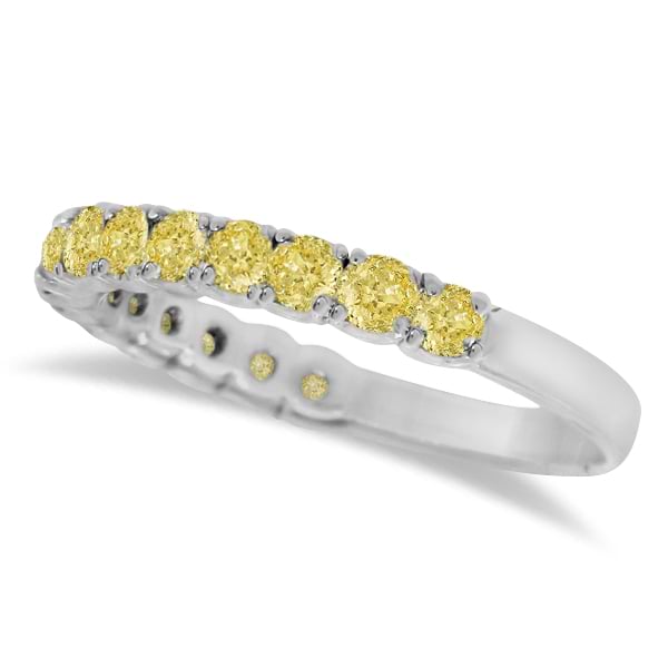 Yellow Canary Diamond Ring Anniversary Band 14k White Gold (1.00ct)