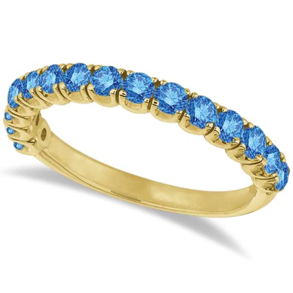 Fancy Blue Diamond Ring Anniversary Band in 14k Yellow Gold (1.00ct)