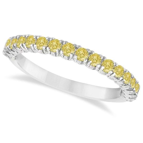Half-Eternity Pave Yellow Diamond Ring Stacking Band Palladium (0.75ctw)