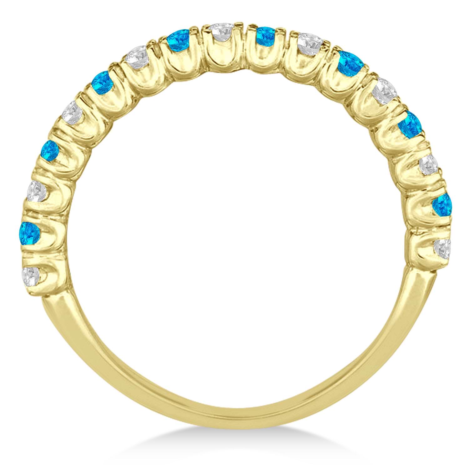 Blue Topaz & Diamond Wedding Band Anniversary Ring in 14k Yellow Gold (0.75ct)