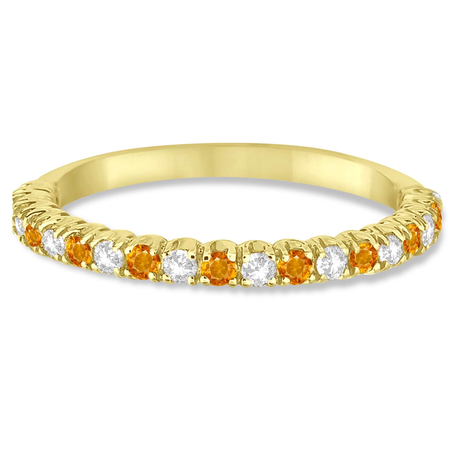 Citrine & Diamond Wedding Band Anniversary Ring in 14k Yellow Gold (0.50ct)