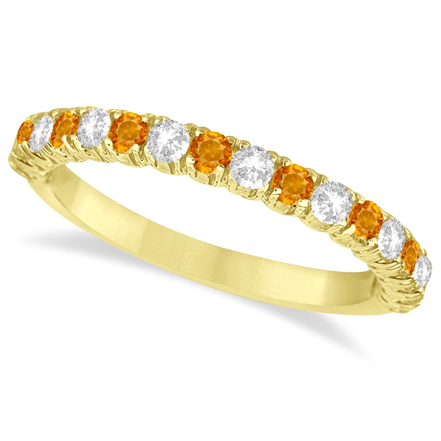 Citrine & Diamond Wedding Band Anniversary Ring in 14k Yellow Gold (0.75ct)