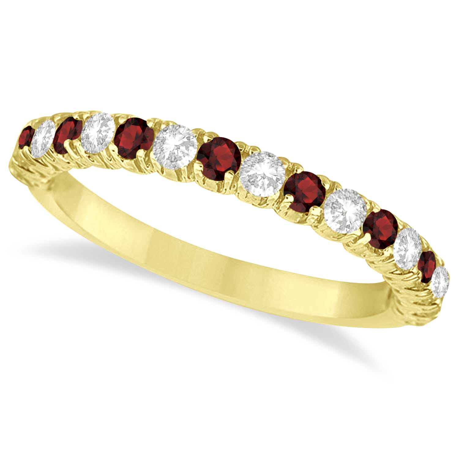 Garnet & Diamond Wedding Band Anniversary Ring in 14k Yellow Gold (0.75ct)