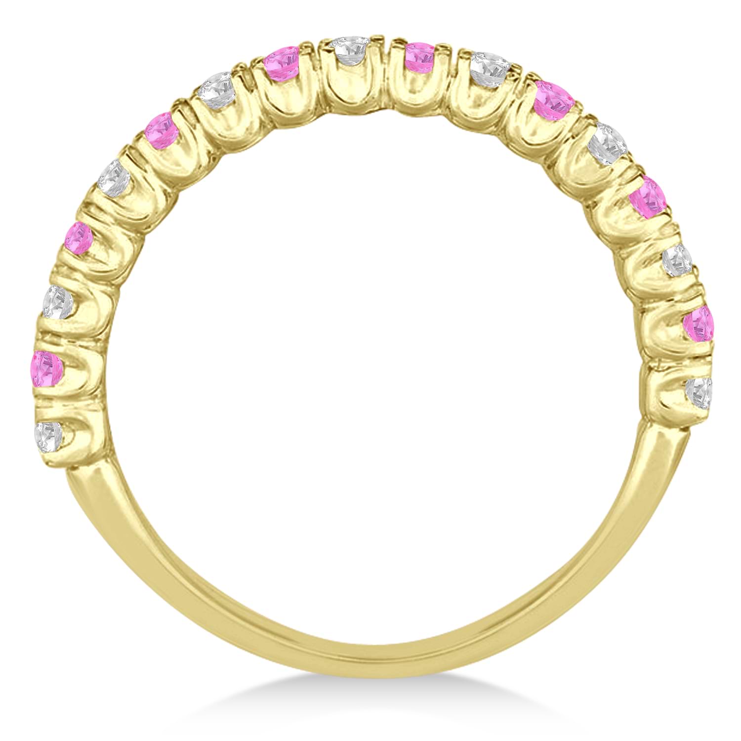 Pink Sapphire & Diamond Wedding Band Anniversary Ring in 14k Yellow Gold (0.75ct)