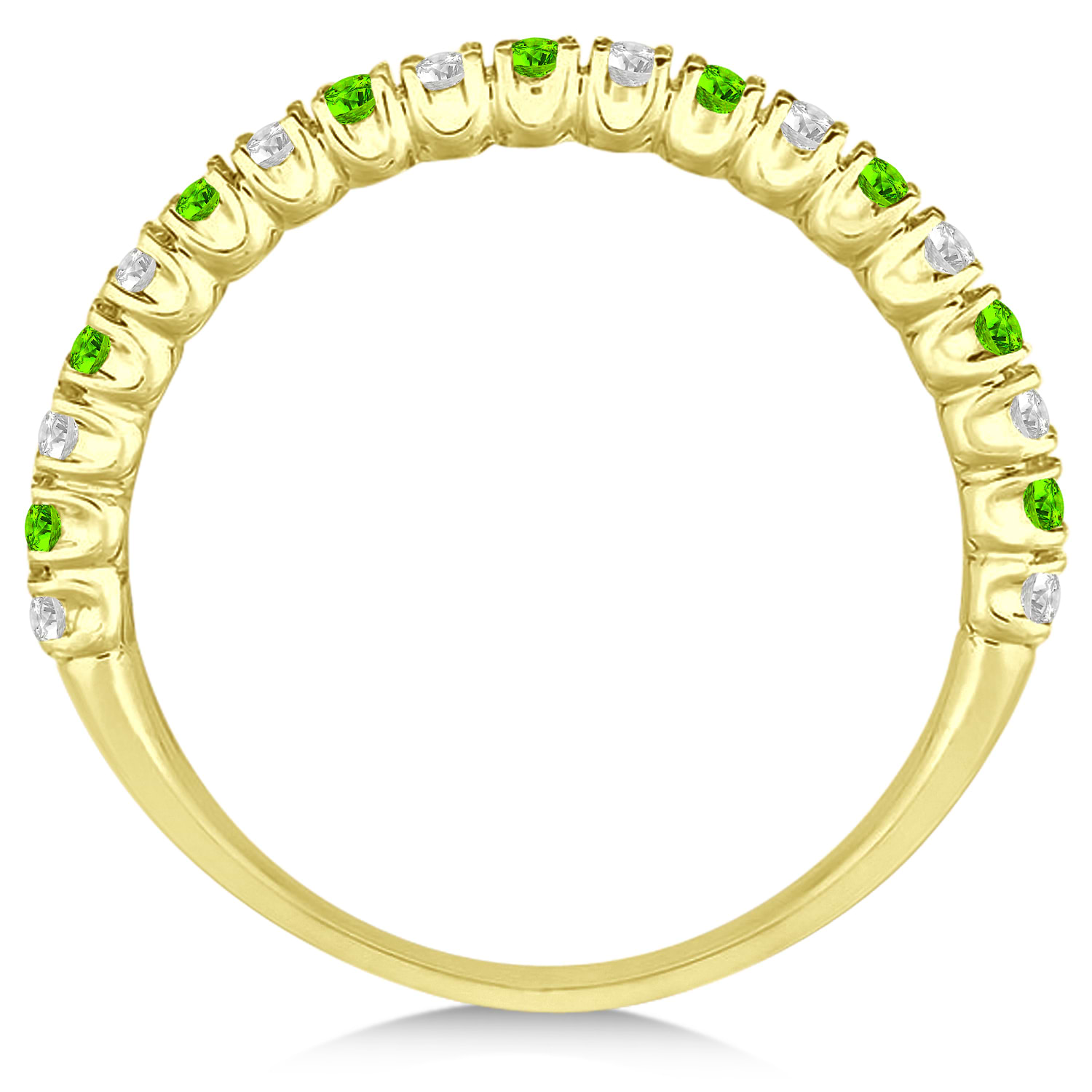 Peridot & Diamond Wedding Band Anniversary Ring in 14k Yellow Gold (0.50ct)