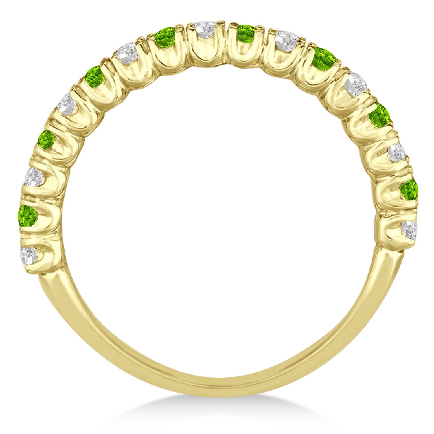 Peridot & Diamond Wedding Band Anniversary Ring in 14k Yellow Gold (0.75ct)
