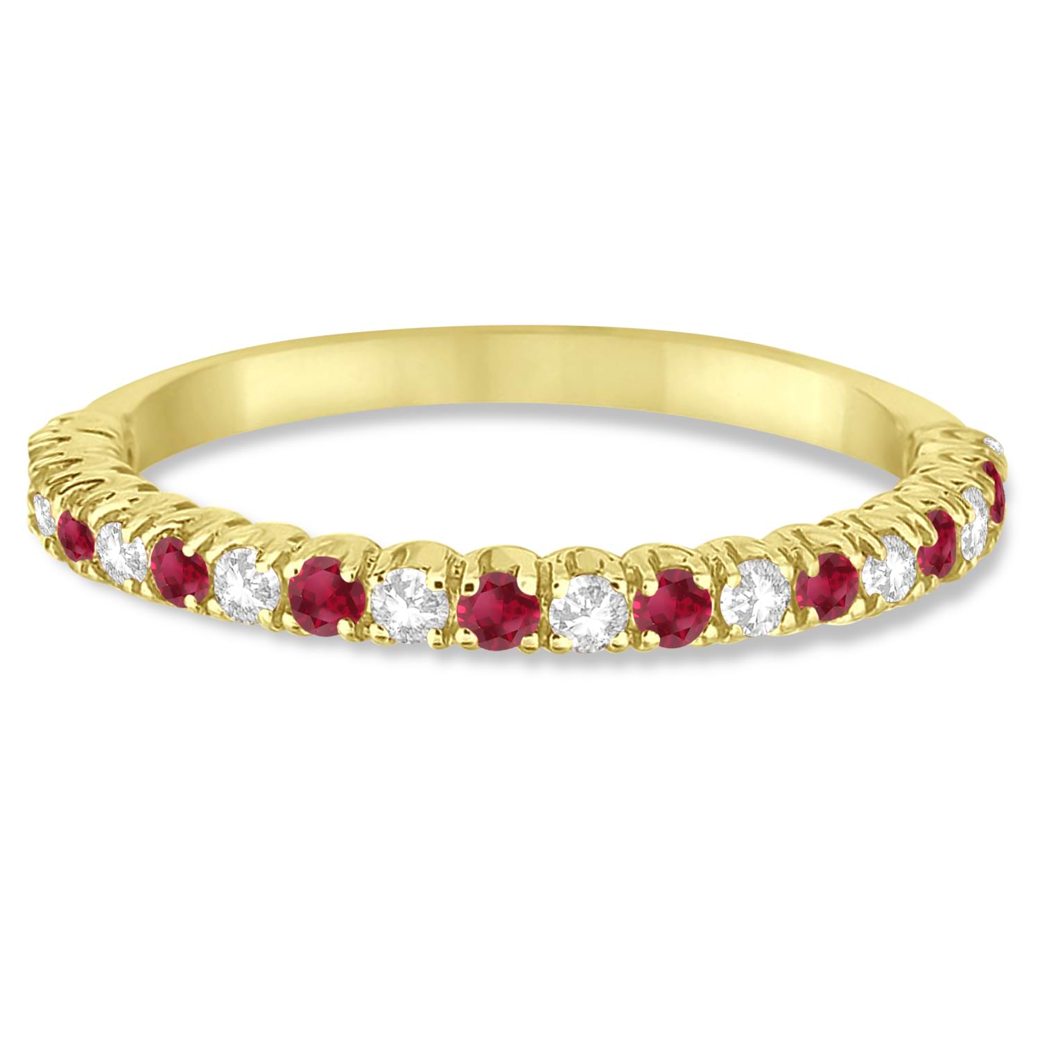 Ruby & Diamond Wedding Band Anniversary Ring in 14k Yellow Gold (0.50ct)