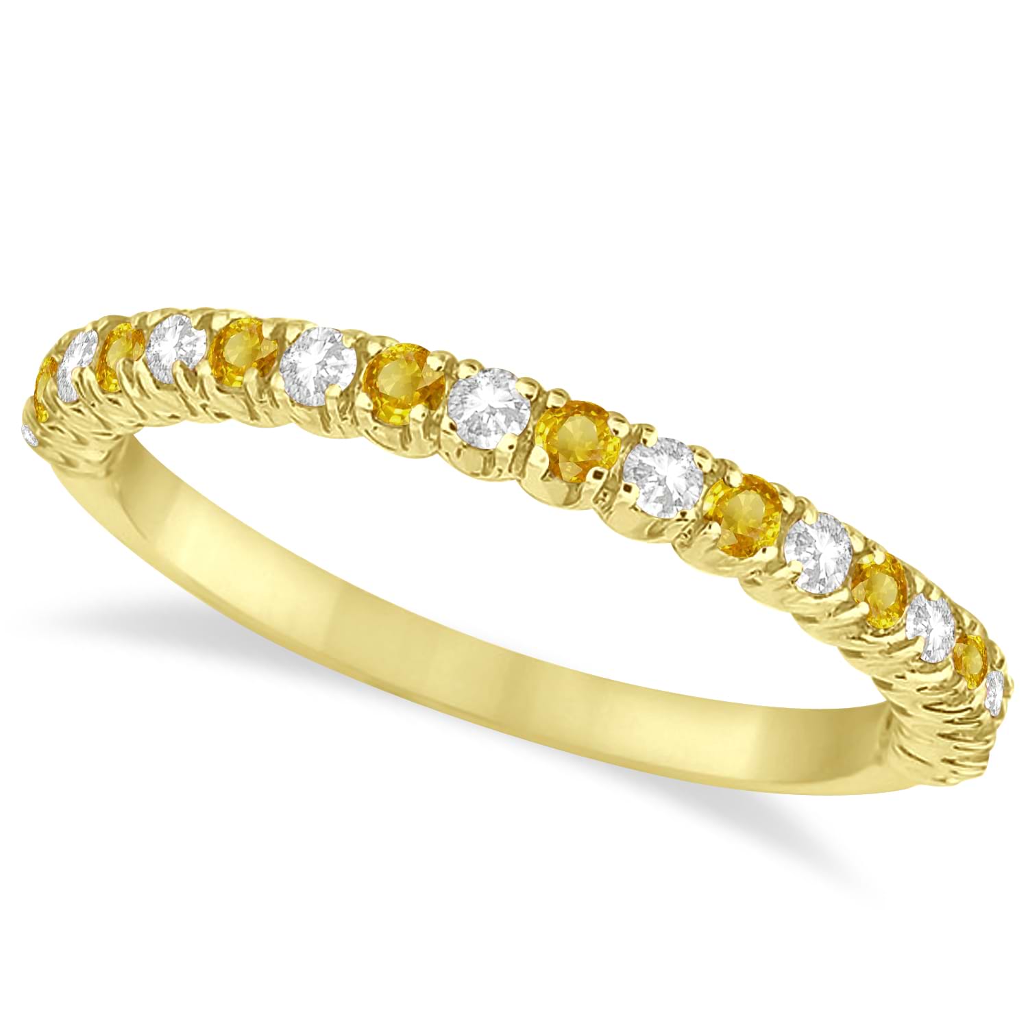 Yellow Sapphire & Diamond Wedding Band Anniversary Ring in 14k Yellow Gold (0.50ct)