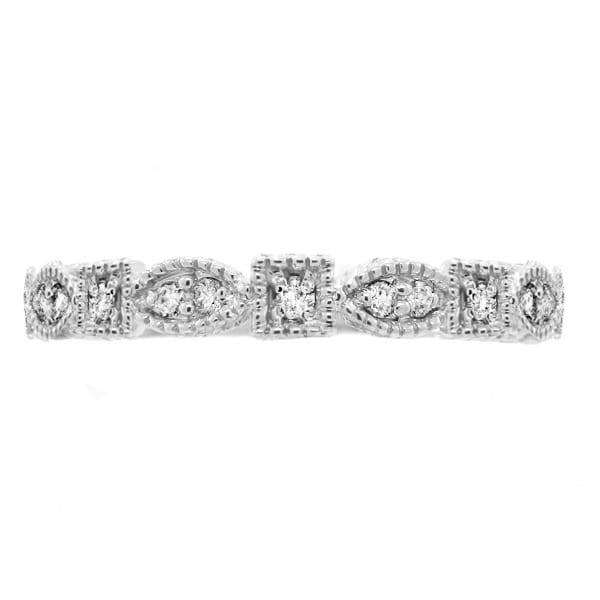 Diamond Stackable Vintage Style Ring in 14k White Gold (0.15ct)