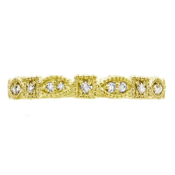 Diamond Stackable Vintage Style Ring in 14k Yellow Gold (0.15ct)