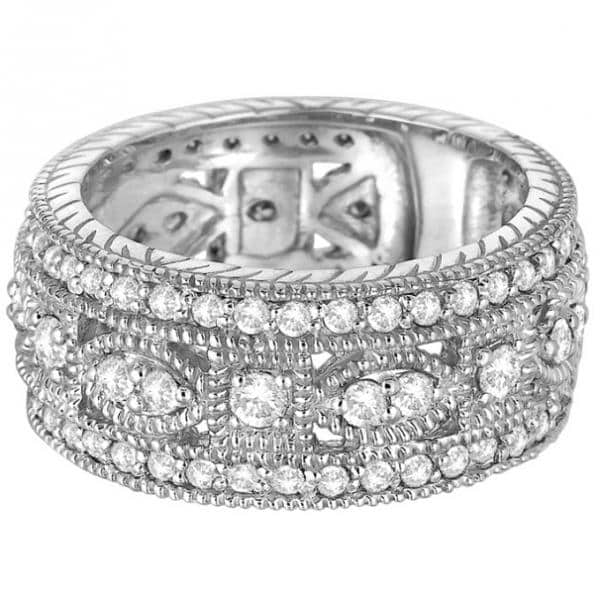 Elza - 14k White Gold 1.5 Carat Round Wide Band Natural Diamond Engagement  Ring @ $2300 | Gabriel & Co.
