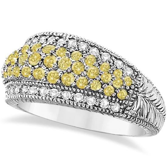 White & Yellow Canary Diamond Right-Hand Ring 14k White Gold (1.01ct)