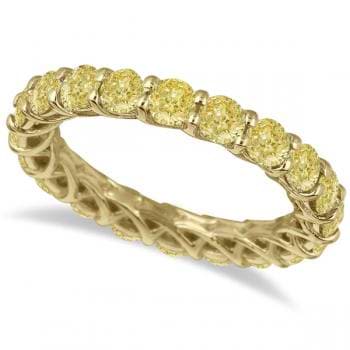 Custom Made Fancy Yellow Canary Asscher Cut Diamond Eternity Ring Band 14k Yellow Gold (3.50ct)