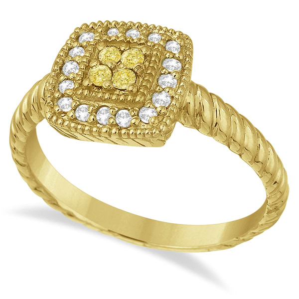 Yellow Canary & White Diamond Cocktail Ring 14k Yellow Gold (0.30ct)