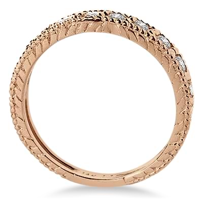 Vintage Style Diamond Wedding Ring Band Half-Way 14k Rose Gold 0.55ctw