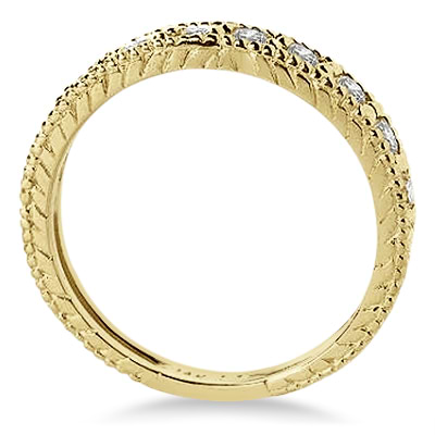 Vintage Style Diamond Wedding Ring Band Half-Way 14k Yellow Gold 0.55ct