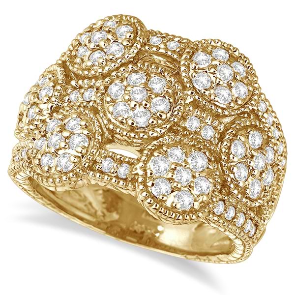 Bubble Design Diamond Right-Hand Ring Band 14k Yellow Gold (1.30ct)